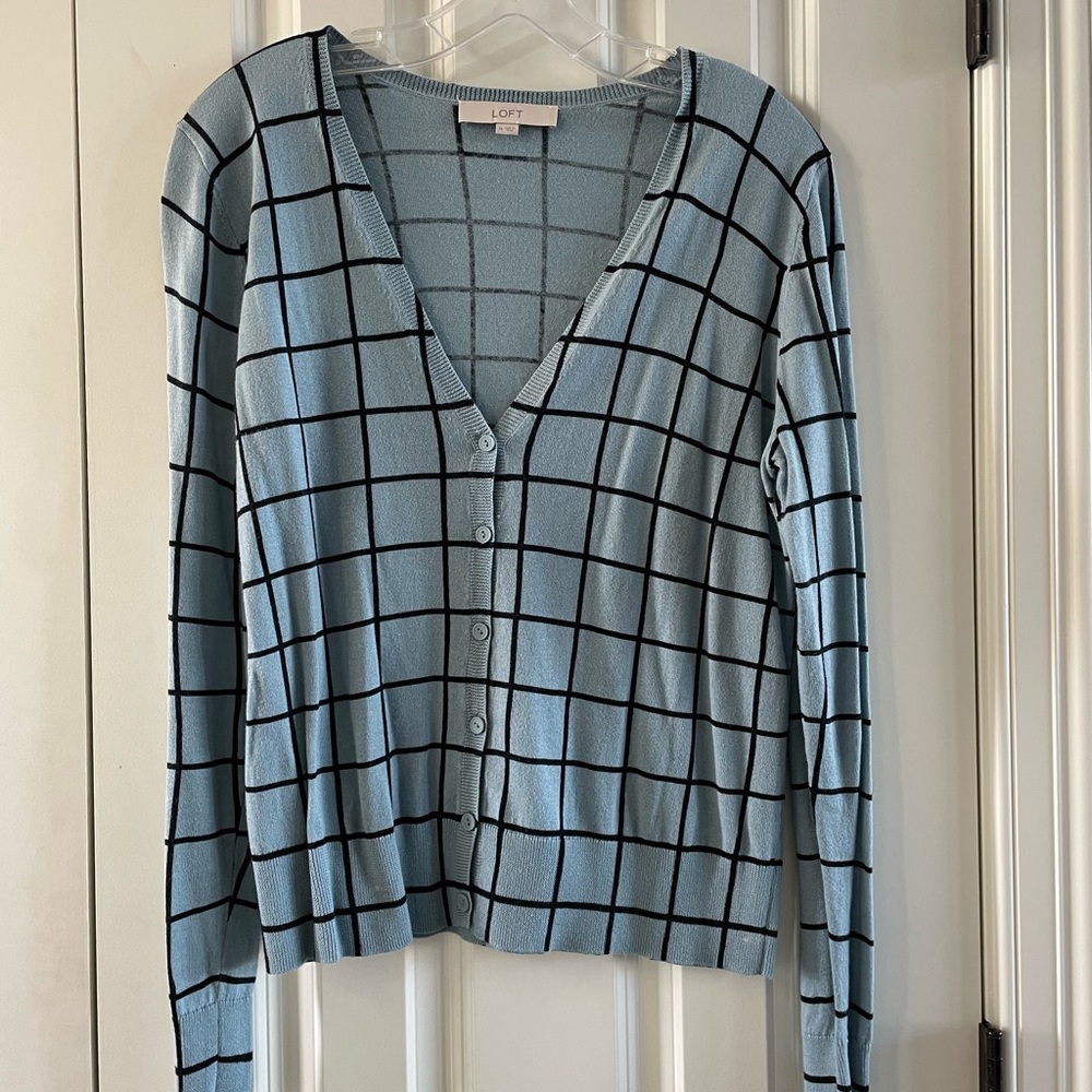 Ann Taylor Loft Check Cardigan